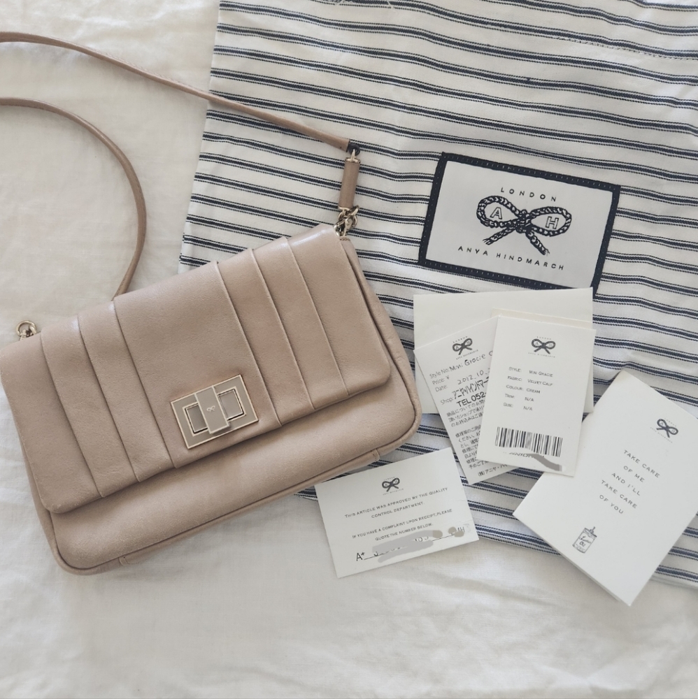 Anya Hindmarch Mini Gracie in Cream Calf Leather